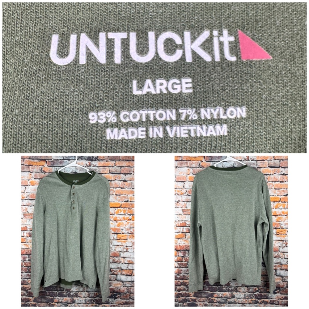 UNTUCKit Cascudo Regular Fit Henley Long Sleeve Sweater Green Large